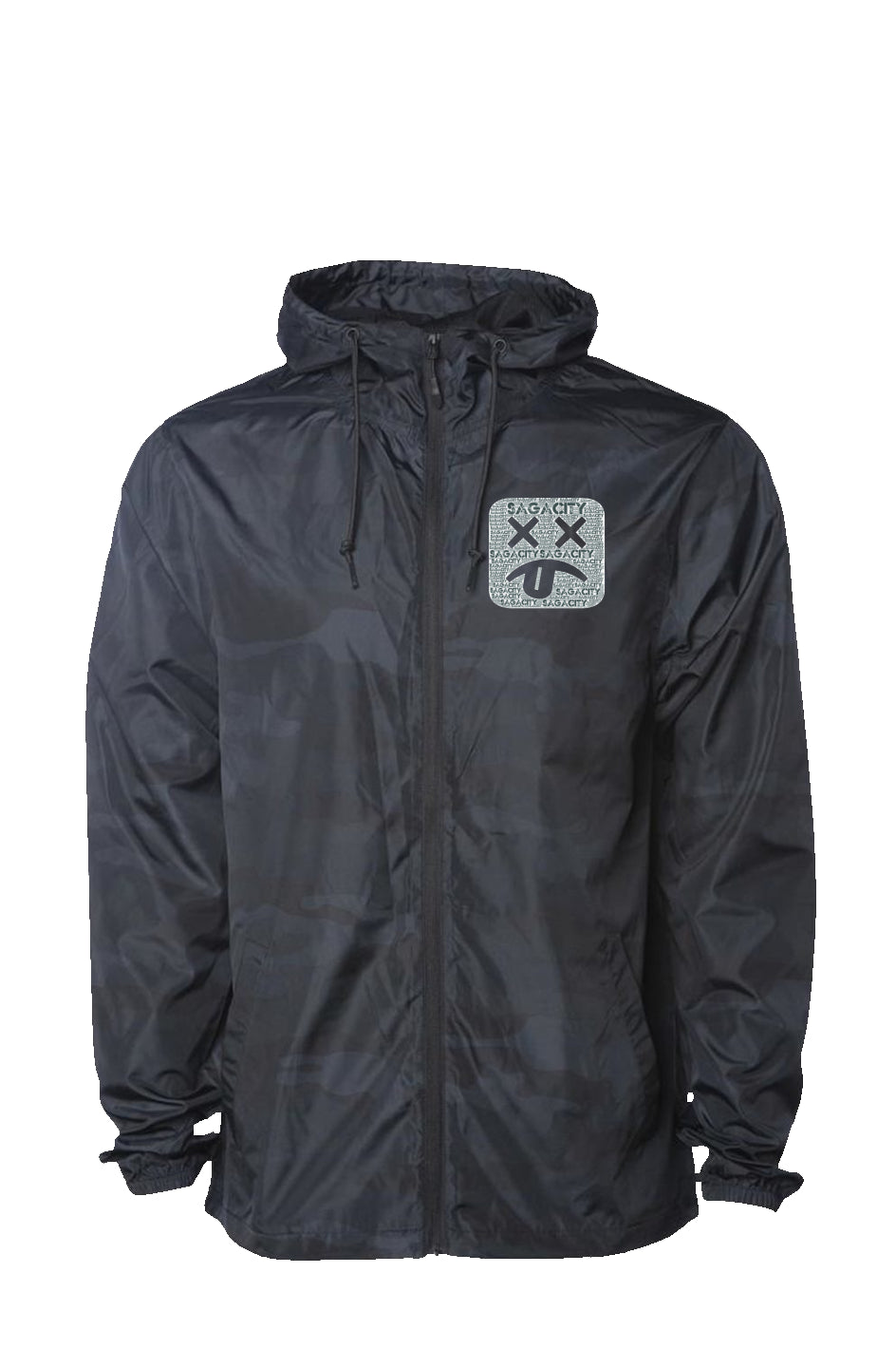 Sagacity Black Camo Water Resistant Windbreaker