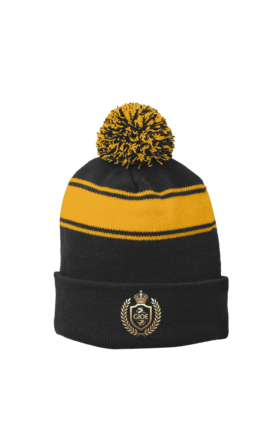 GIOE Crest Stripe Pom Beanie