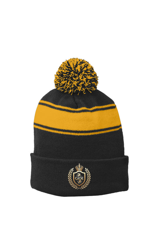 GIOE Crest Stripe Pom Beanie
