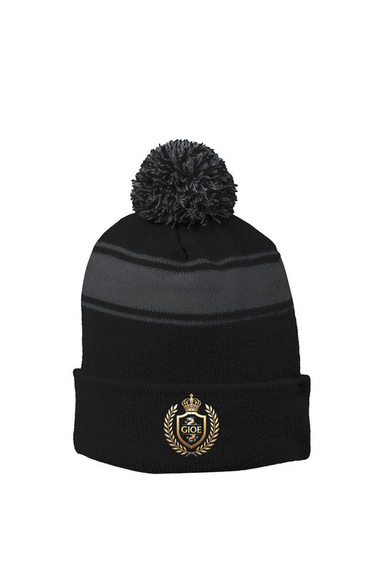 GIOE Crest Stripe Pom Beanie